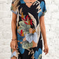 Robe imprimée à manches courtes et col en V pour femme