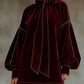 Simple Relaxed Fit Short Dress With Long Sleeves And A Bow