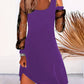 Fashion U-collar Mesh Stitching Long Sleeves Dress
