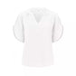Leisure Solid Color And V-neck Slim-fitting Blouse