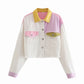 Color Patchwork Short Jacket And High Waist Shorts