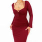 Robe d'automne moulante à manches longues et col licou pour femme