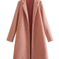 Women's Casual Woolen Lapel Non-buckle Overcoat Coat