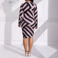 Robe fourreau rayée grande taille à col rond et design Sense