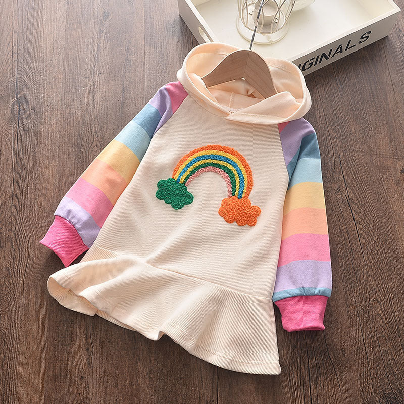 Girl's Princess Spring Rainbow Embroidered Dress