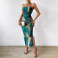 Side Slit Tie-dye Backless Sheath Dress