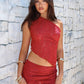 Women's Irregular Lace One-piece Top Two-piece Overskirt Suit