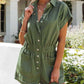 New Solid Color Polo Collar Short-sleeved Single-breasted Jumpsuit