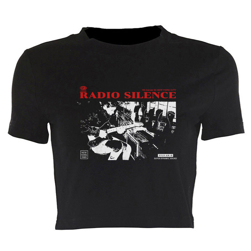 Short Sleeved Letter Printed Women's Top T-shirt