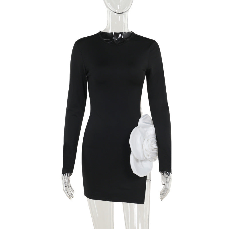 Robe femme à fleurs d'automne de couleur contrastante