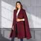 Manteau coupe-vent long pour femme avec châle