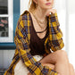 Women's Fashion Polo Collar Pocket Single-breasted Plaid Shirt