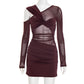 Womens Sexy Mesh Long-Sleeve Dress
