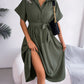 Robe chemise ample nouée de couleur pure, style européen et américain