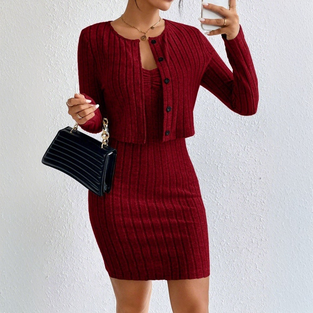 Women's French-style Pure And Fashion Suit Slim Short Jacket Dress