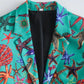 Retro Marine Life Print Mid-length Two-button Casual Suit