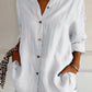Lapel Long Sleeve Shirt Women's Single-breasted Pleated Shirt