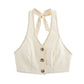 European And American Trends Style Sleeveless Halter Strap Top Design Short Two-piece Set