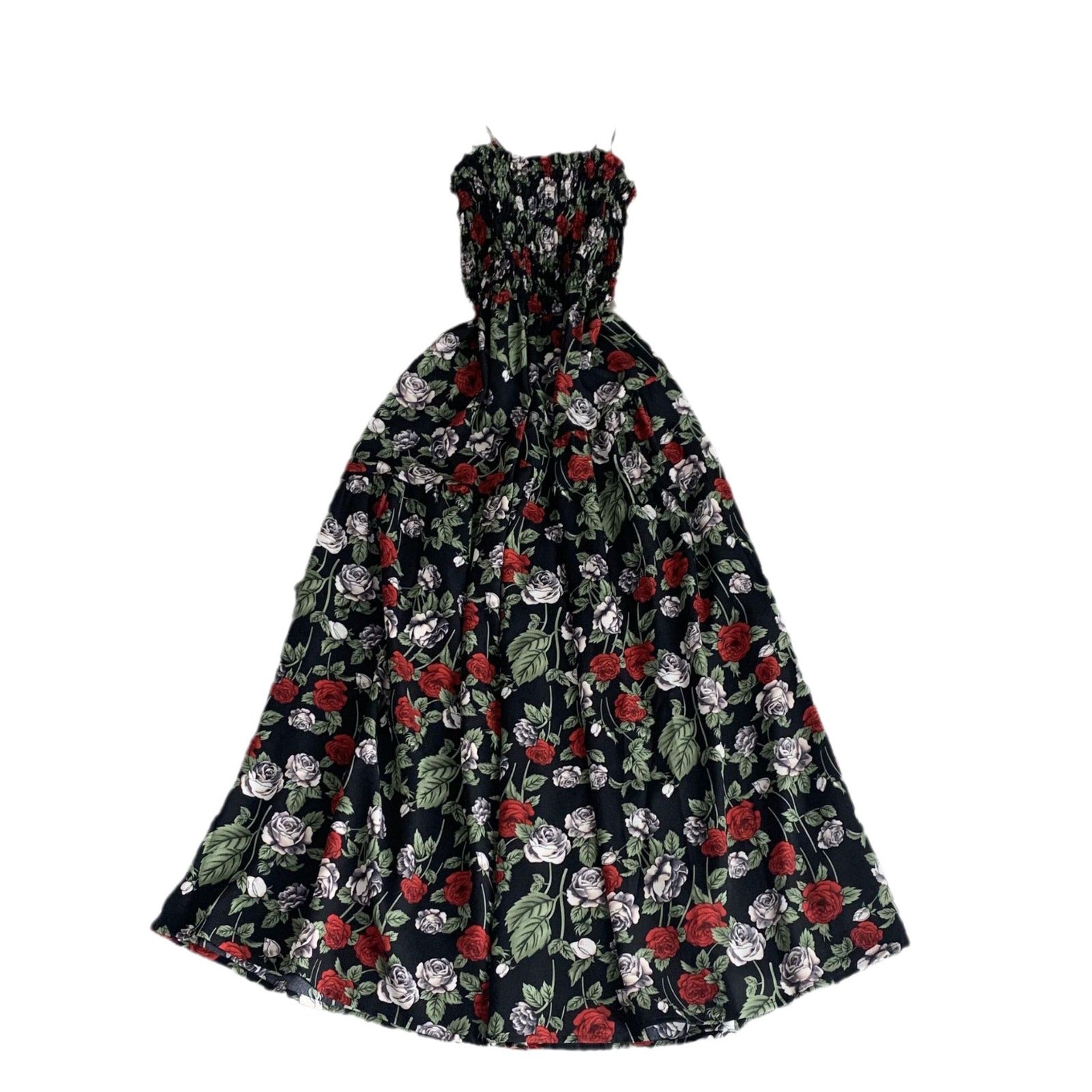 French Style Vintage Floral Bandeau Dress