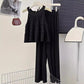 Women's Loose-Fit Casual Straight-Leg Pants Two-Piece Set