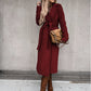 Woolen Coat Simple Fashion V-neck Lace Up Long Coat For Women
