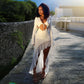 Women's Chest-wrapped Long Sleeve V-neck Lace-up Long Dress