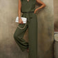 Solid Color Sleeveless V-neck Loose Top Lace-up Wide-leg Pants Casual Suit