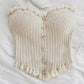 White Knitted Fabric Tube Top New Knitted Slim Fit Single Row Multi-buckle