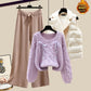 Ensemble trois pièces pour femme, gilet, pull épais, pantalon large
