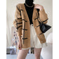 Large Check Loose Long Sleeve Sweater Jacket