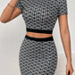 European And American Style Fashion Personalized Printing Slim Fit Midriff-baring Two-piece Set