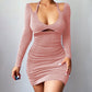 Robe sexy à manches longues et bretelles fines
