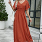 Robe trapèze ample à manches courtes et col en V pour femme