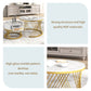 2 In 1 Round Coffee Table Made Of MDF With Marble Grain Veneer Top, Rattan Drawers And Solid Wood Handles. Gold Coloured Iron Legs. 70x70x45.5  50x50x38.5cm