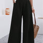 Solid Color Loose Wide Leg Elegant Pants With Pocket