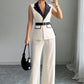 European And American Elegant Style Tube Top Straight-leg Trousers