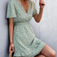 New V-neck Ruffle Waist-tight Smocking Dress