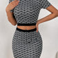 European And American Style Fashion Personalized Printing Slim Fit Midriff-baring Two-piece Set