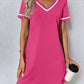 Women's Dress Black V-neck Casual Short Sleeve Dress