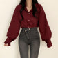 Simple Solid Color Long-sleeved Shirt For Women