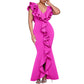 V-neck Flounce Split Fishtail Skirt