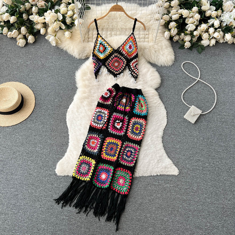 Fashion Suspenders Vest Skirt Suit