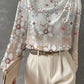 Half Turtleneck Lantern Sleeve Printed Top