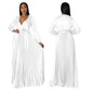 Robe plissée à manches lanternes pour femme