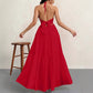 Backless Halterneck V-Neck Pleated A- Line Dress Women's Clothing One-Piece Dress Ankle-length Skirt For Beach Vacation Outfits