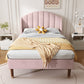 Upholstered Bed,Single Bed-3ft 90x190cm ,with Slatted Frame And Headboard, Youth Bed, Wooden Slatted Support, Easy Assembly, Velvet, Pink