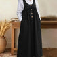 Loose Overalls Dress Casual U-neck Button Pockets Dresses Summer Spring Clothing