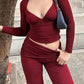 Leisure Wide Leg Sports High-waist Quick-drying Hip Raise Skinny Bell-bottom Pants Suit