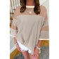 European And American Fashion Striped Color Matching Short-sleeved T-shirt For Women