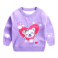 Pull chaud double épaisseur en coton à col rond avec motif chat amoureux